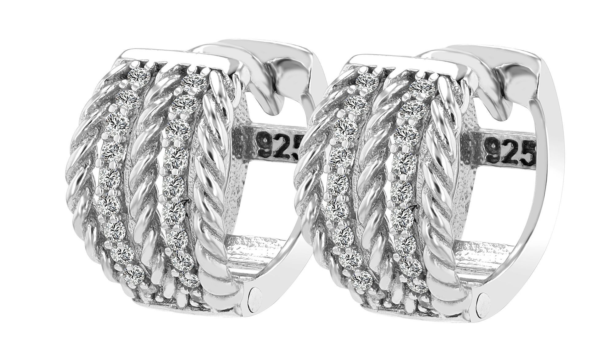 Adelia´s Klappcreolen Ohrringe – Klappcreole aus 925 Silber mit Zirkonia, Ideal als Geschenk – dezent und elegant