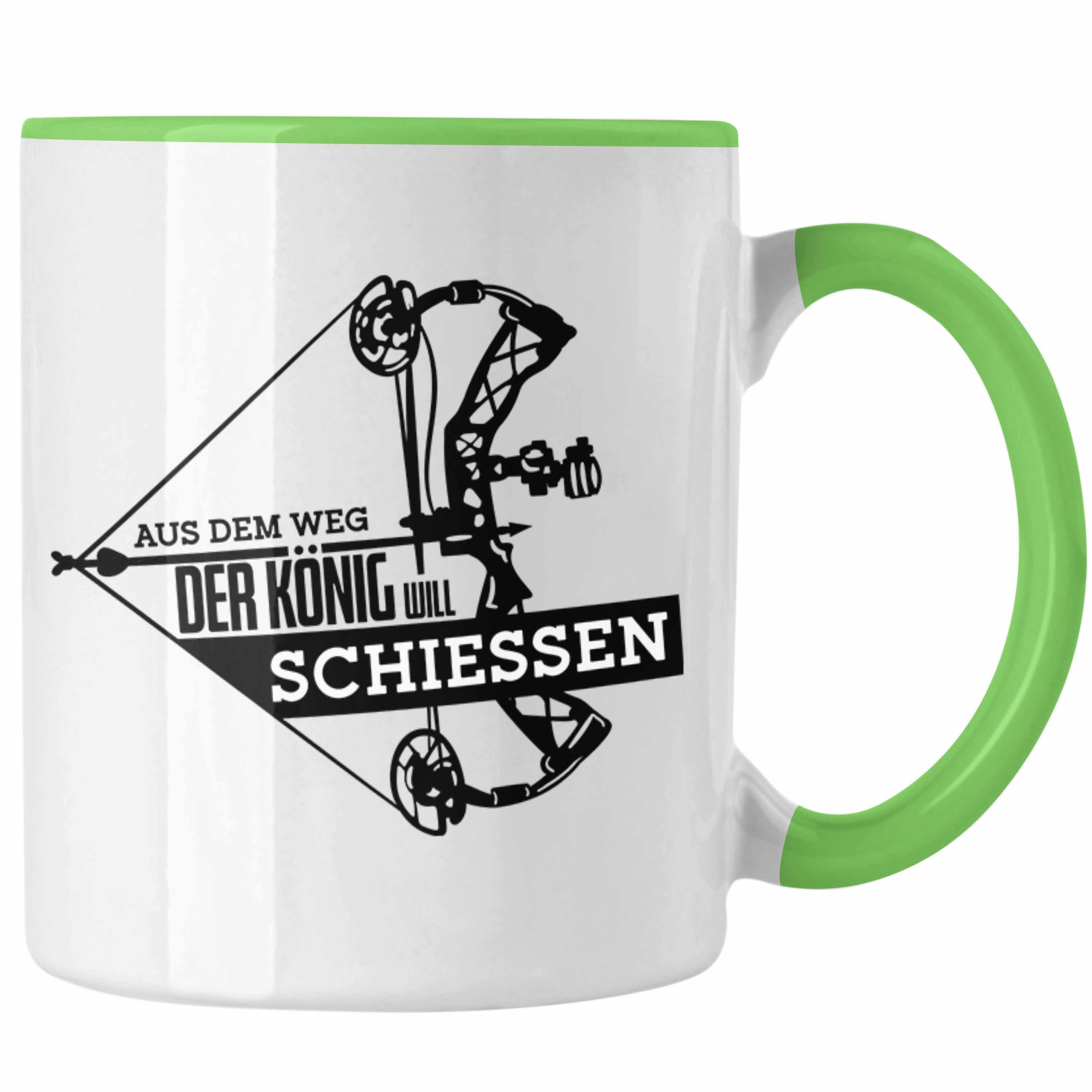 Trendation Tasse Bogenschießen Tasse mit Bogenschütze Spruch - Geschenk für Pfeil und B Grün