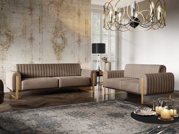 Fun Möbel 2-Sitzer Sofa Designersofa VALERIE in Stoff Elisa Velvet, auch im Set erhältlich, Rückenlehne verstellbar