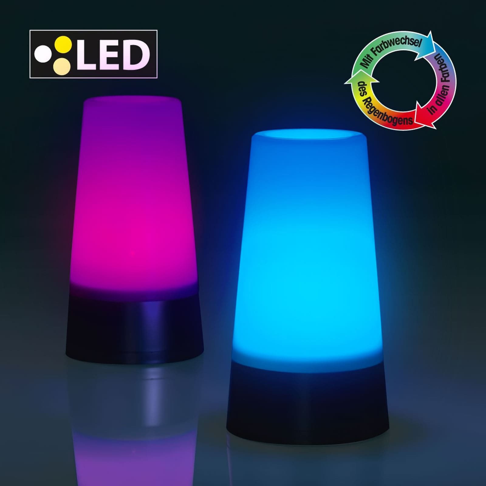 EAXUS LED Tischleuchte Stimmungslicht - Nachtlicht/Nachttischlampe, LED fest integriert, RGB-Farbwechsel, mit RGB-Farbwechsel