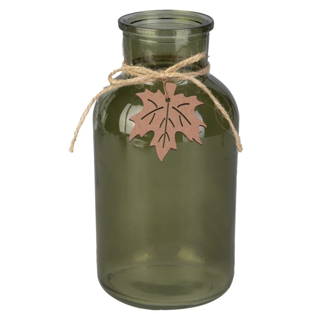 MICA Pflanzkübel Vase mit Blatt grün - ca. 10 x 20 cm