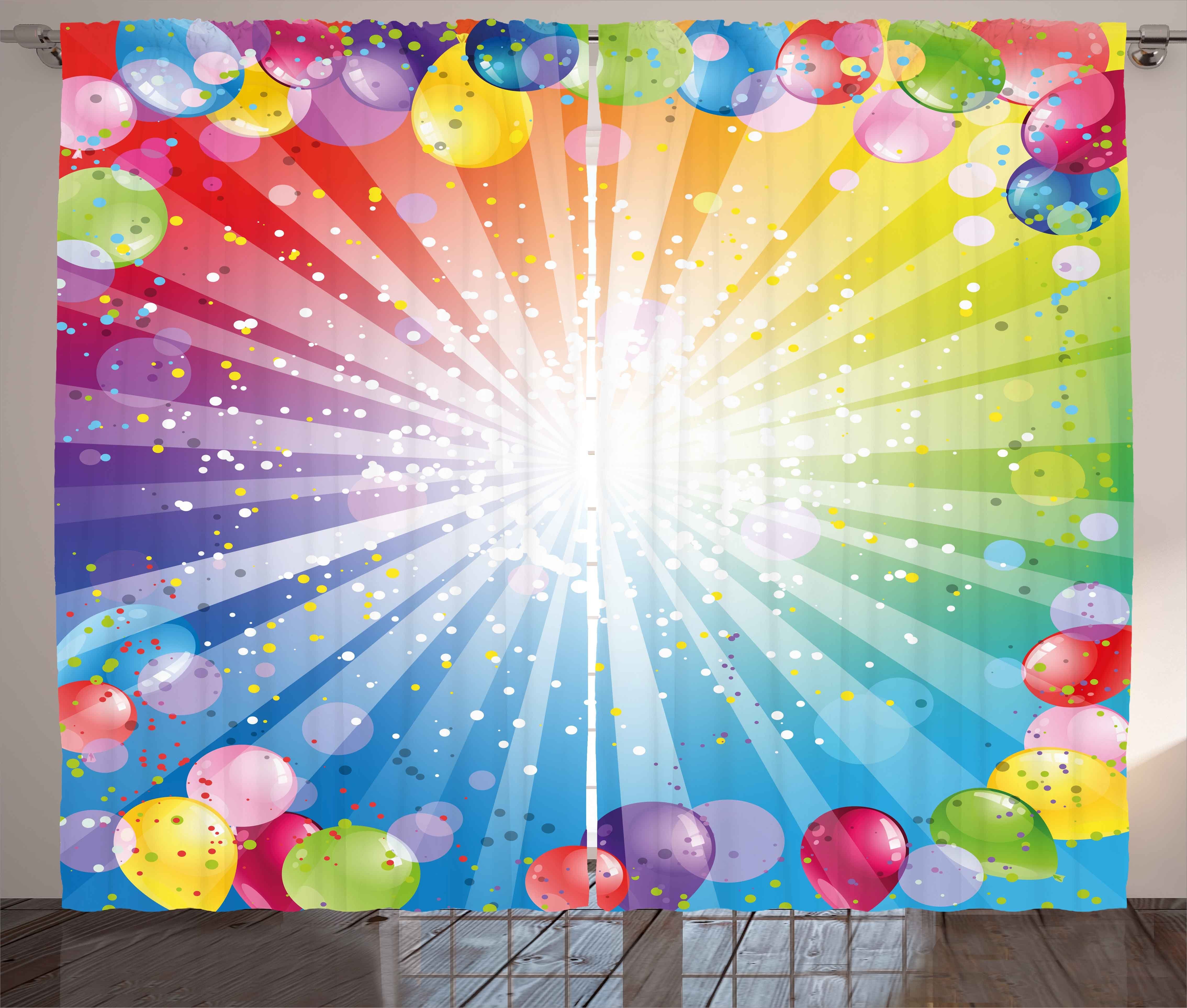 Gardine Schlafzimmer Kräuselband Vorhang mit Schlaufen und Haken, Abakuhaus, Party Balloons