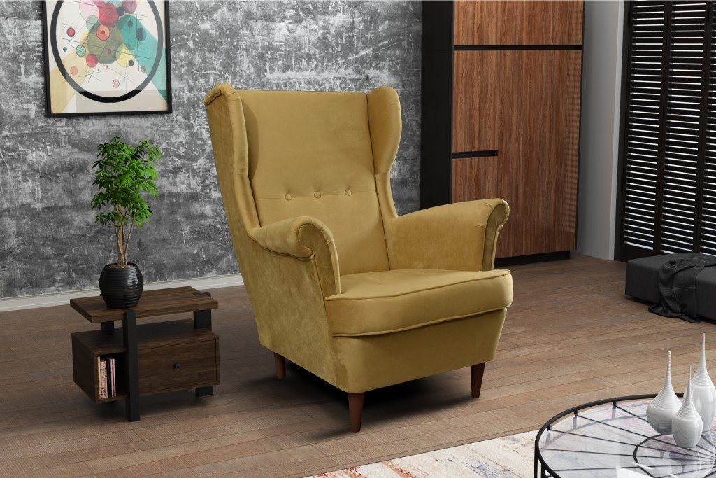 Unique Home Ohrensessel Sessel GM-RUF-KP, Ohrensessel, Farbe wählbar Kronos 35