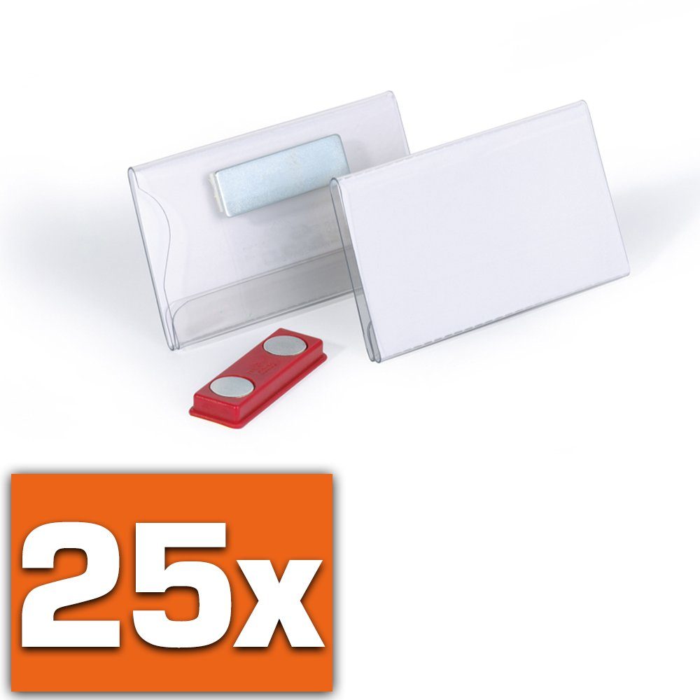 DURABLE Klemmtafel NAMENSSCHILD, Durable 811619 Namensschild, Packung à 25 Stück (mit Magnet, 40 x 75 m