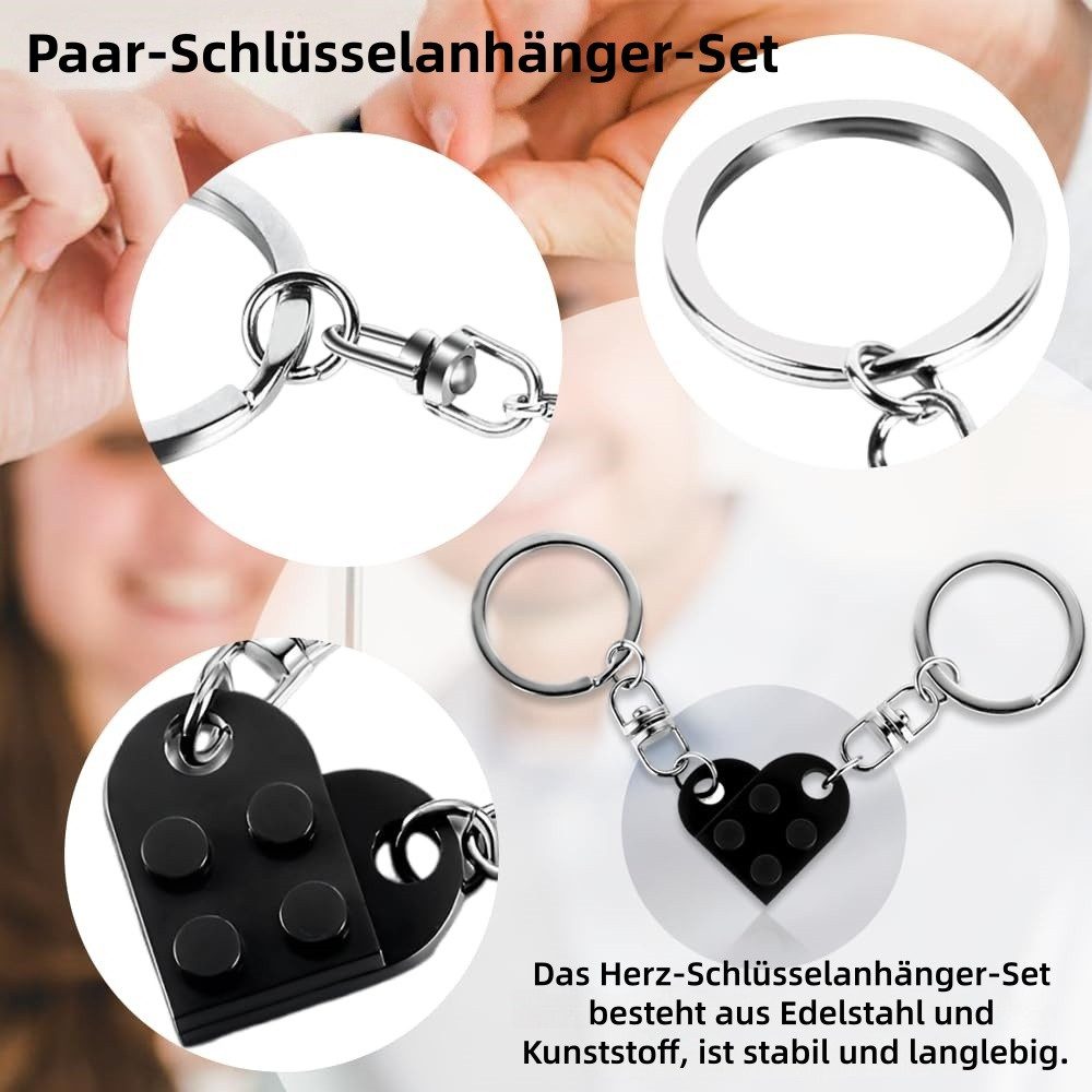 FOUORTUNATE-BEE Schlüsselanhänger Herzförmiges Schlüsselanhänger-Set, 2-teilig für Paare
