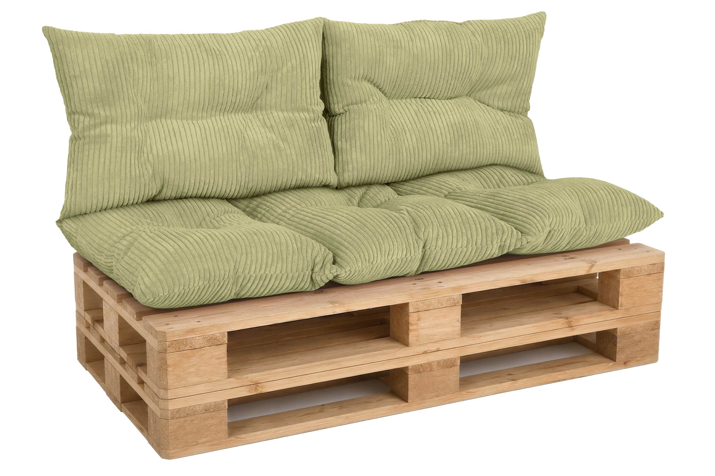 Amilian Palettenkissen Set 3-teilig Palettenauflagen für Europaletten, Balkon, Terrasse, Sitzkissen 120x60 cm + 2x Kissen 40x60 cm