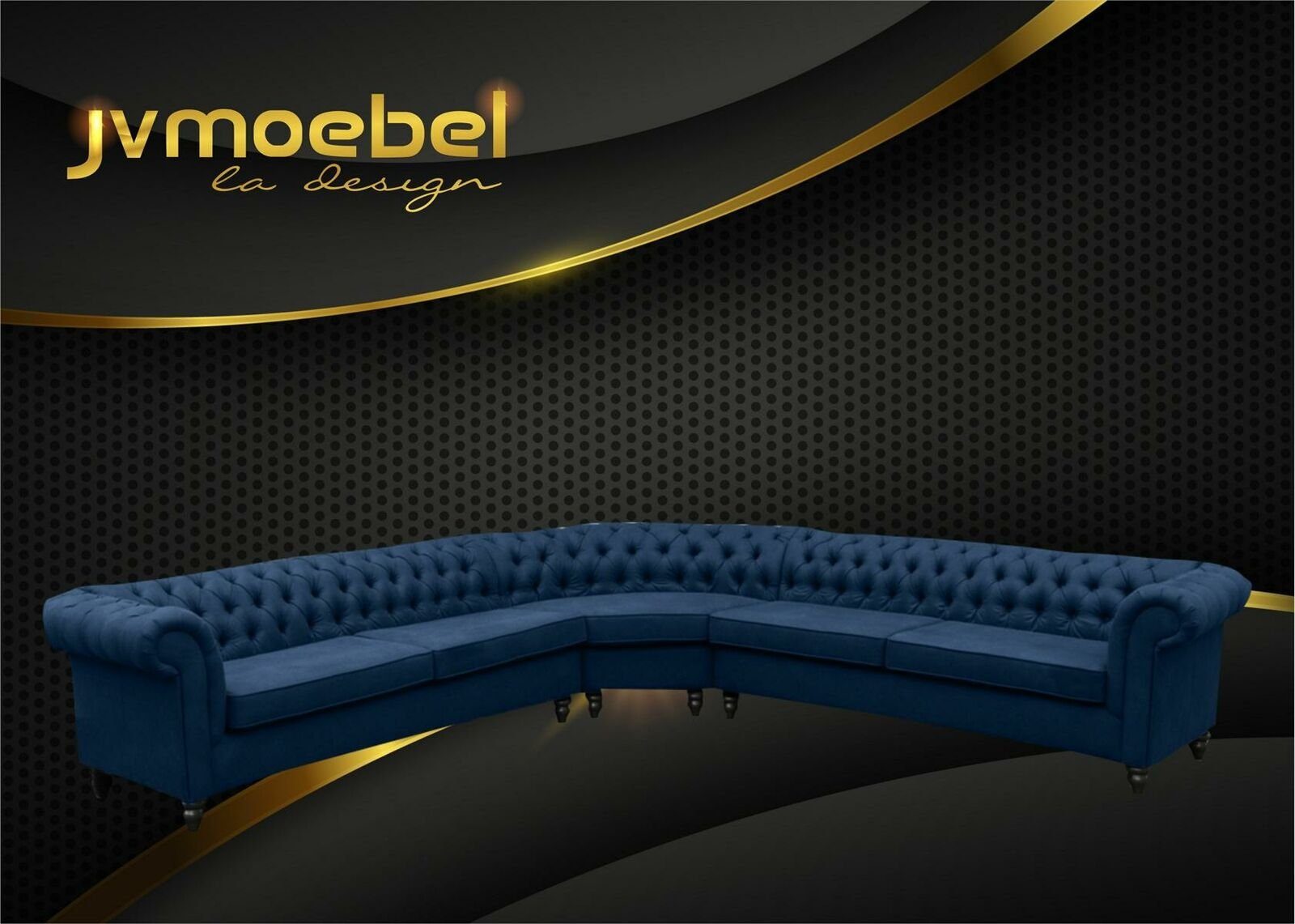 JVmoebel Ecksofa, Ecksofa Sofa Design Chesterfield Couch Textil Stoff Wohnlandschaft Blau