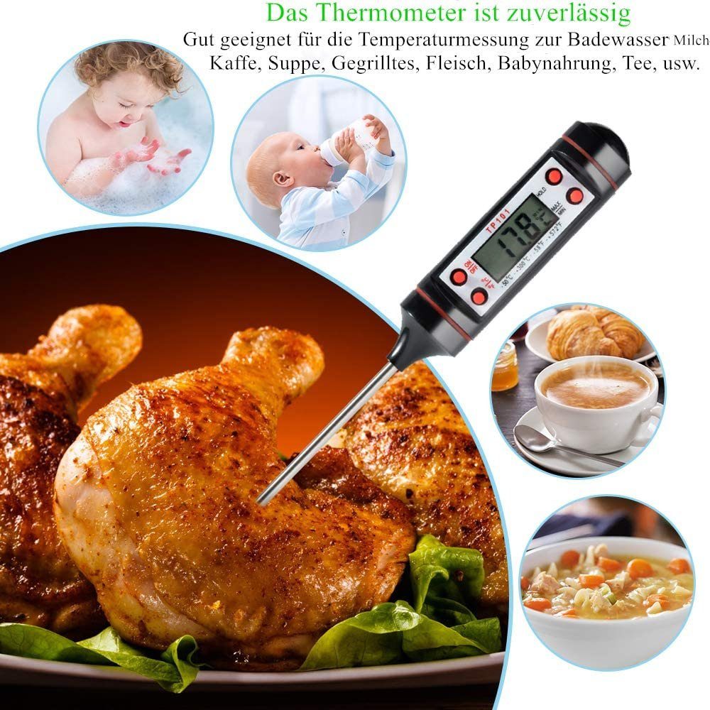 Einstichthermometer Backofen Digital Küchen Kochen Thermometer Bratenthermometer 