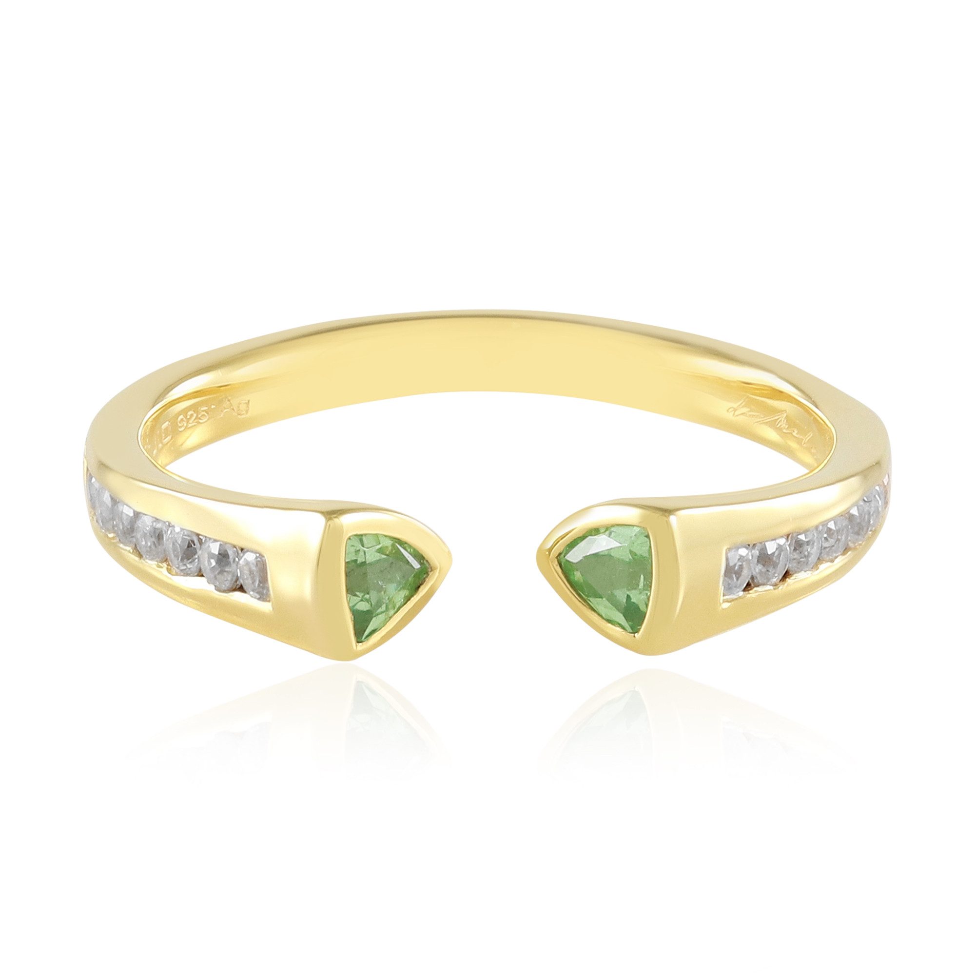 Cavill Silberring Tansanischer Tsavorit Goldplattierter Silberring (1-tlg)
