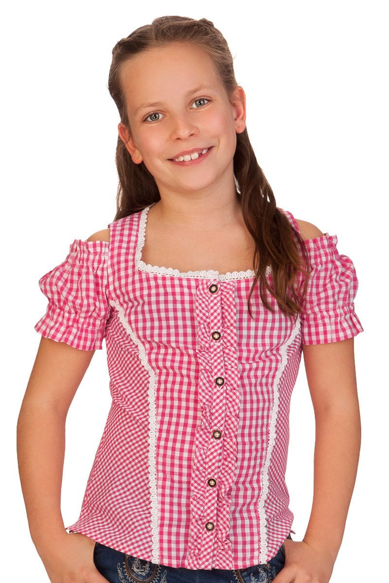 M.Stützle GmbH Trachtenbluse Mädchen Bluse - GIULIA - pink, türkis