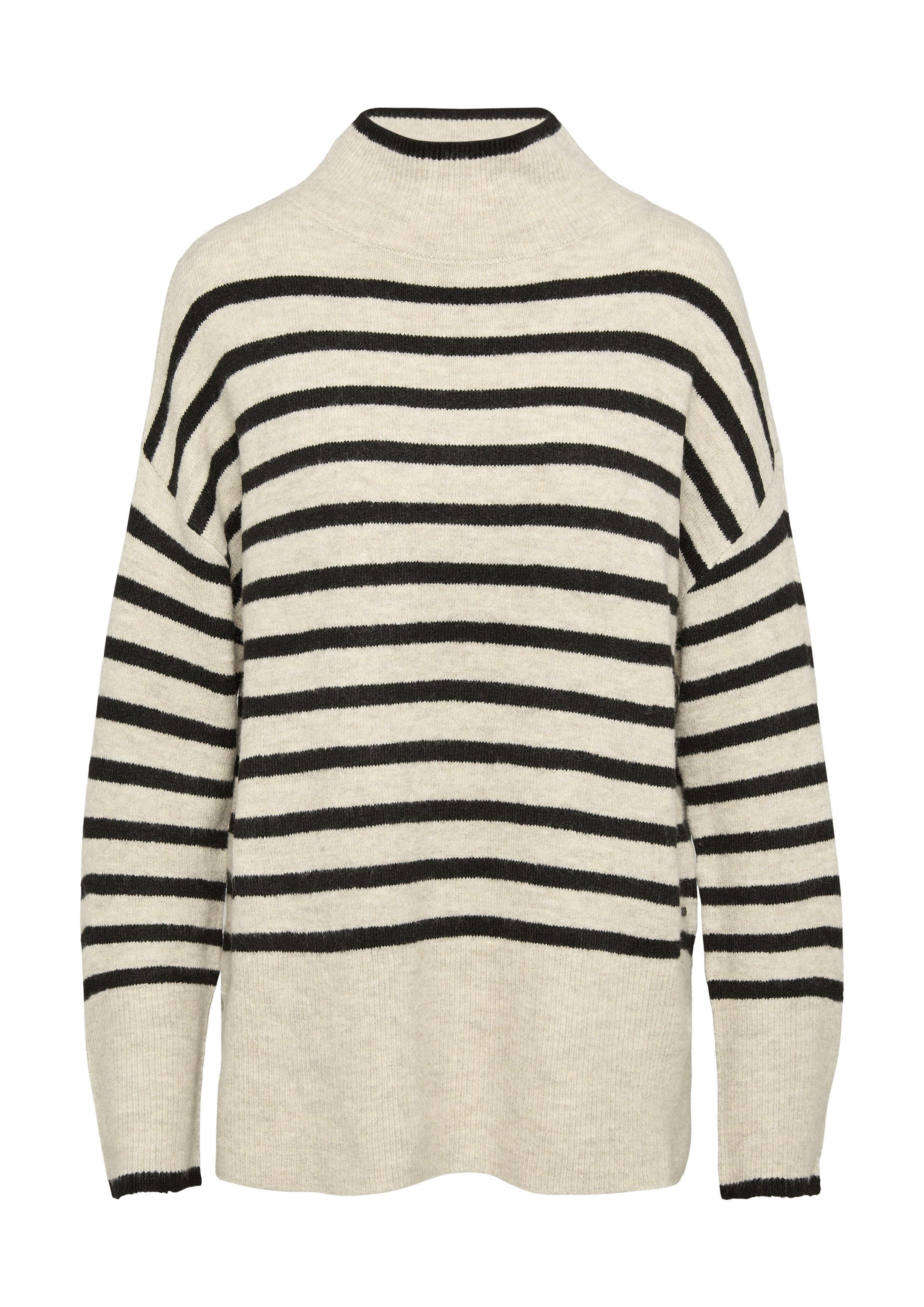 QS Longpullover Strickpullover Weicher Oversized Strickpullover mit Streife günstig online kaufen