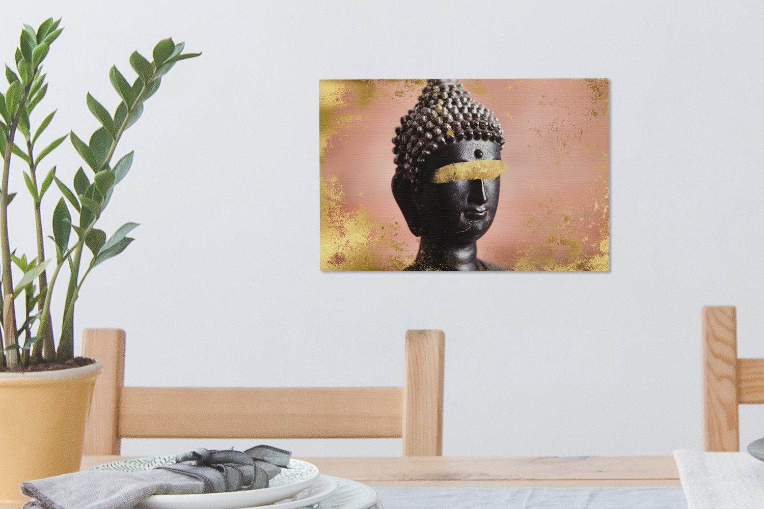 - cm Wandbild Schwarz Leinwandbilder, - OneMillionCanvasses® Rosa, 30x20 Aufhängefertig, (1 Leinwandbild Buddha Wanddeko, St),