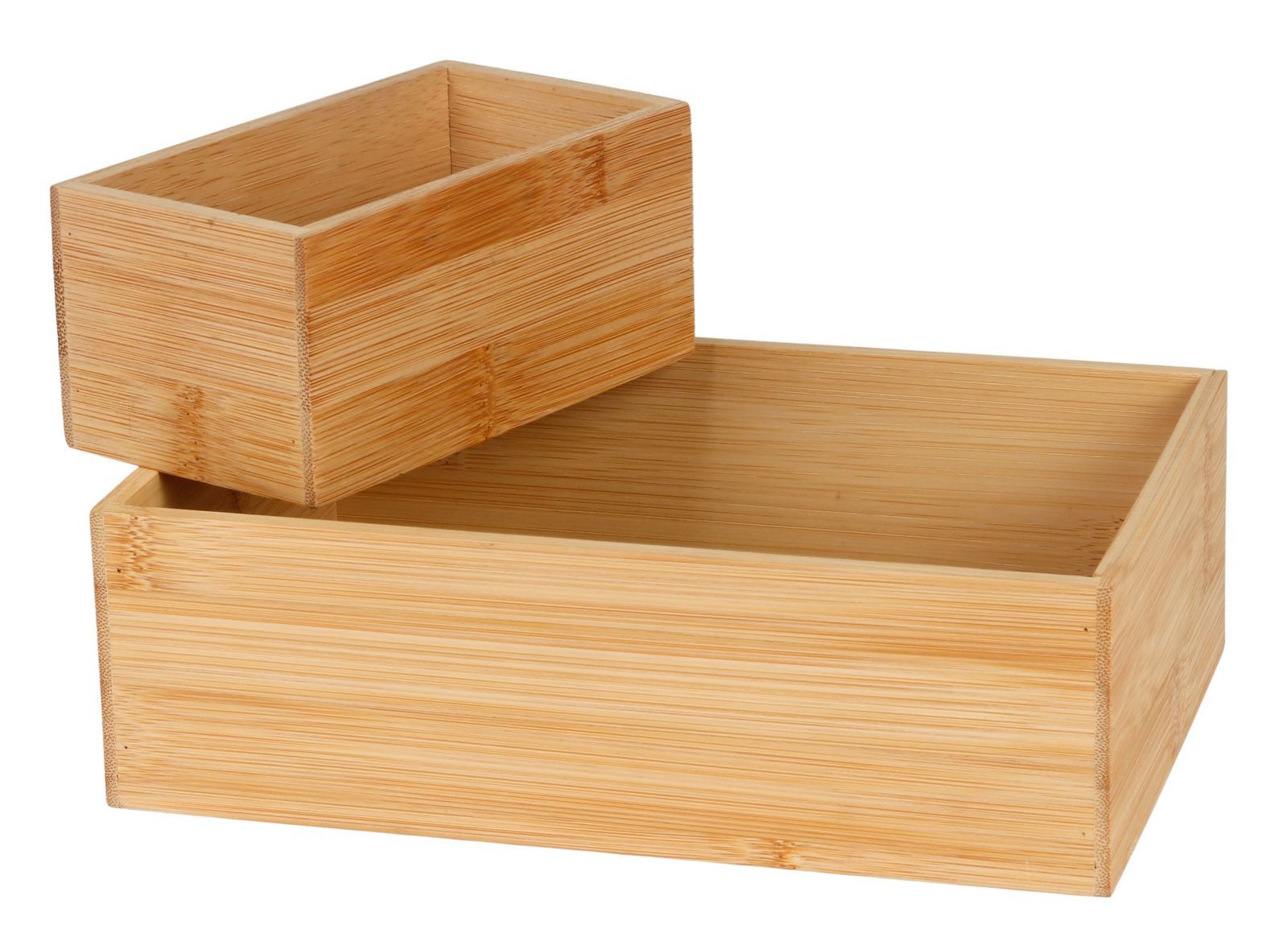 BURI Aufbewahrungsbox Kosmetik Kästchen aus Bambusholz 2er-Set Aufbewahrungbox Badezimmerbox