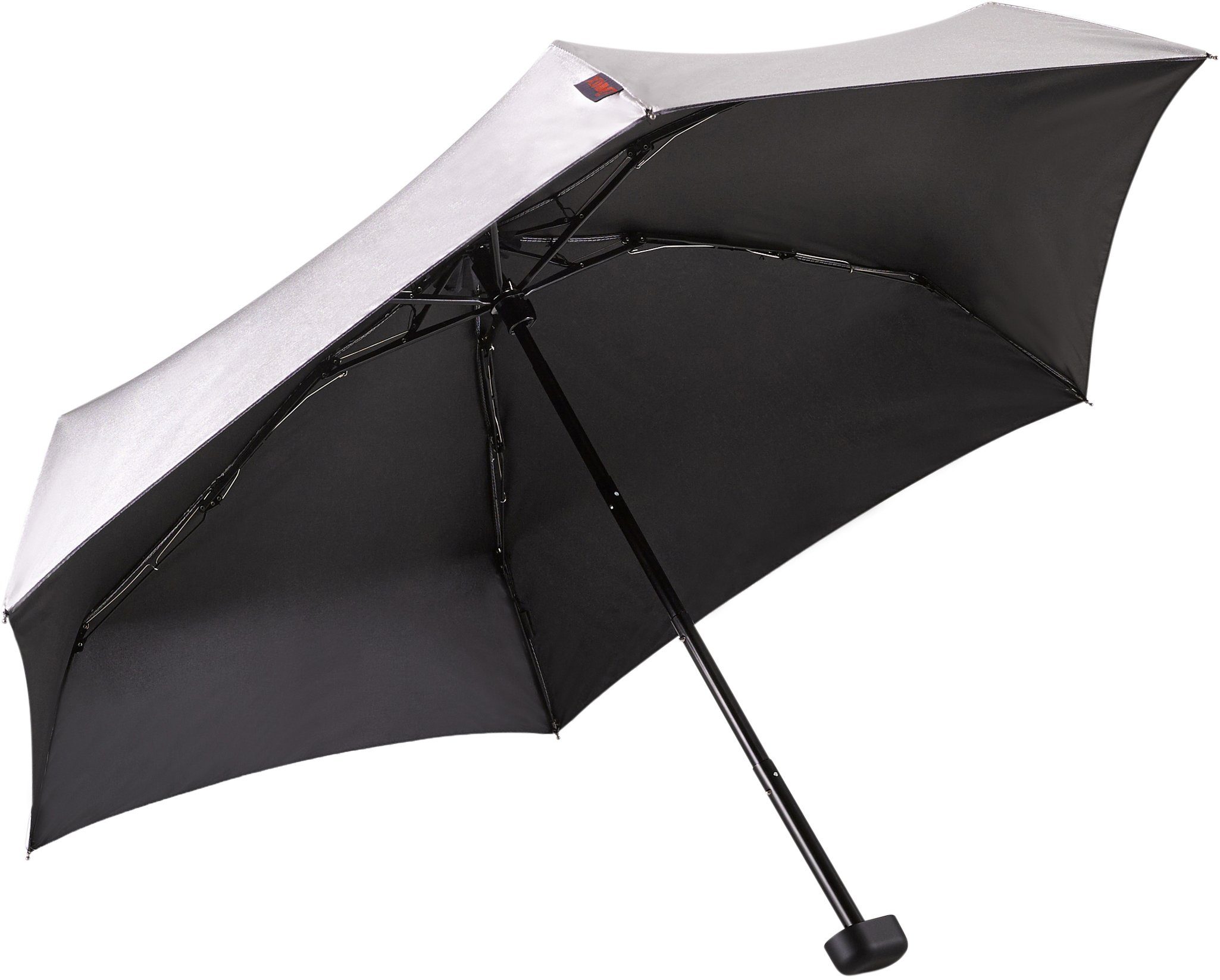 EuroSCHIRM® Taschenregenschirm Dainty, silber, extra 50+ mit UV-Lichtschutzfaktor kurz, flach und