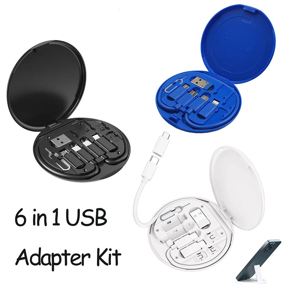 Bundviel 6in1 USB-Adapter-Set:USB-C/USB-A/Micro USB+Sim-Nadel+Lade-Datenkabel Adapter zu USB C, USB A
