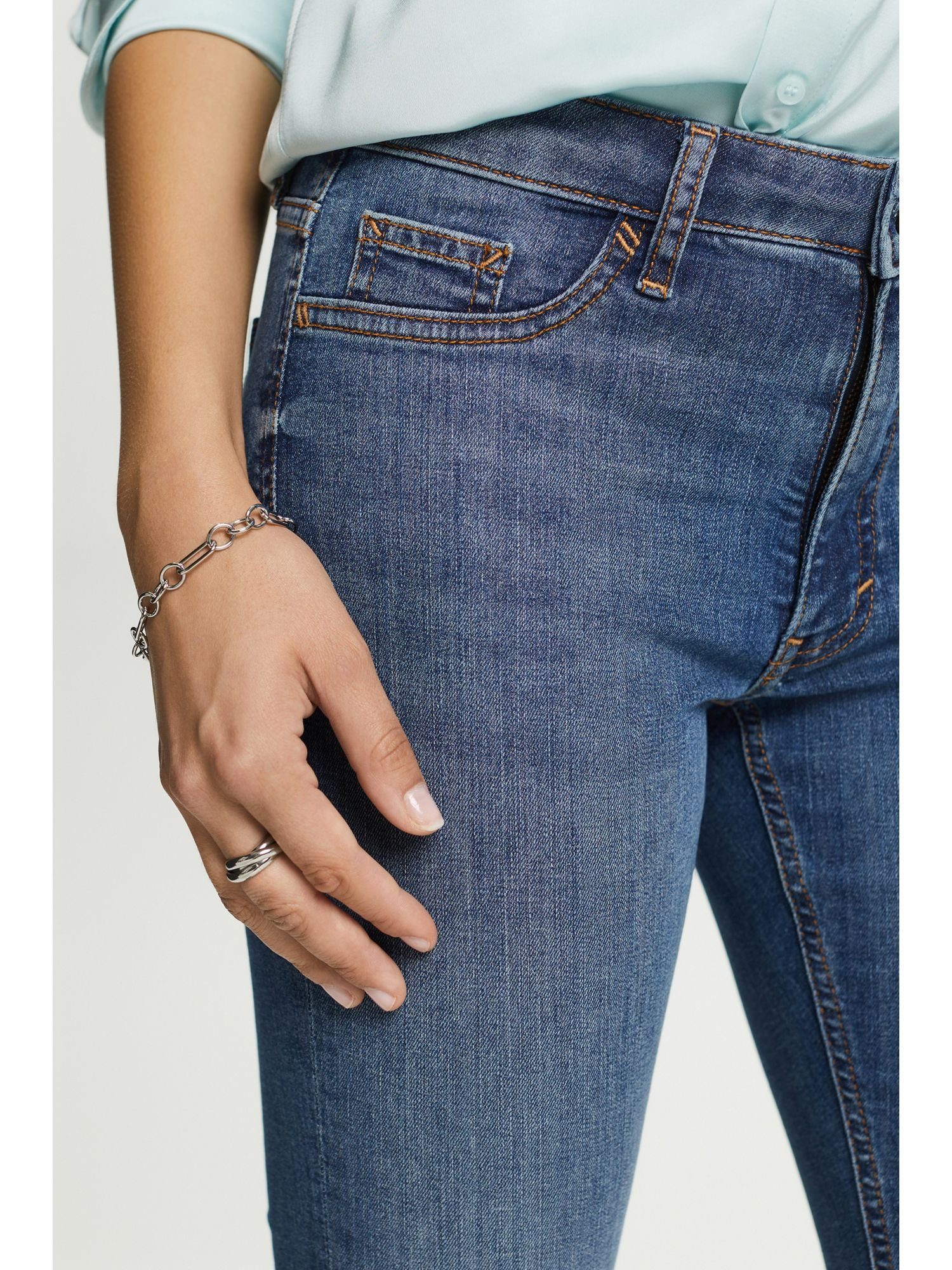 Esprit Skinny-fit-Jeans Mid-Rise-Jeggings BLUE WASHED MEDIUM