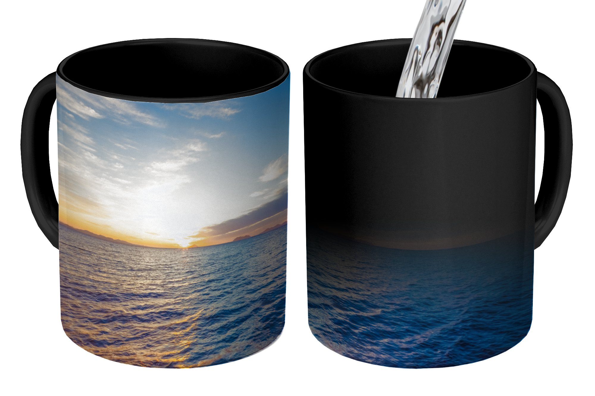 MuchoWow Tasse Sonne Licht, Keramik, - Farbwechsel, Zaubertasse, Geschenk - Meer Teetasse, Kaffeetassen