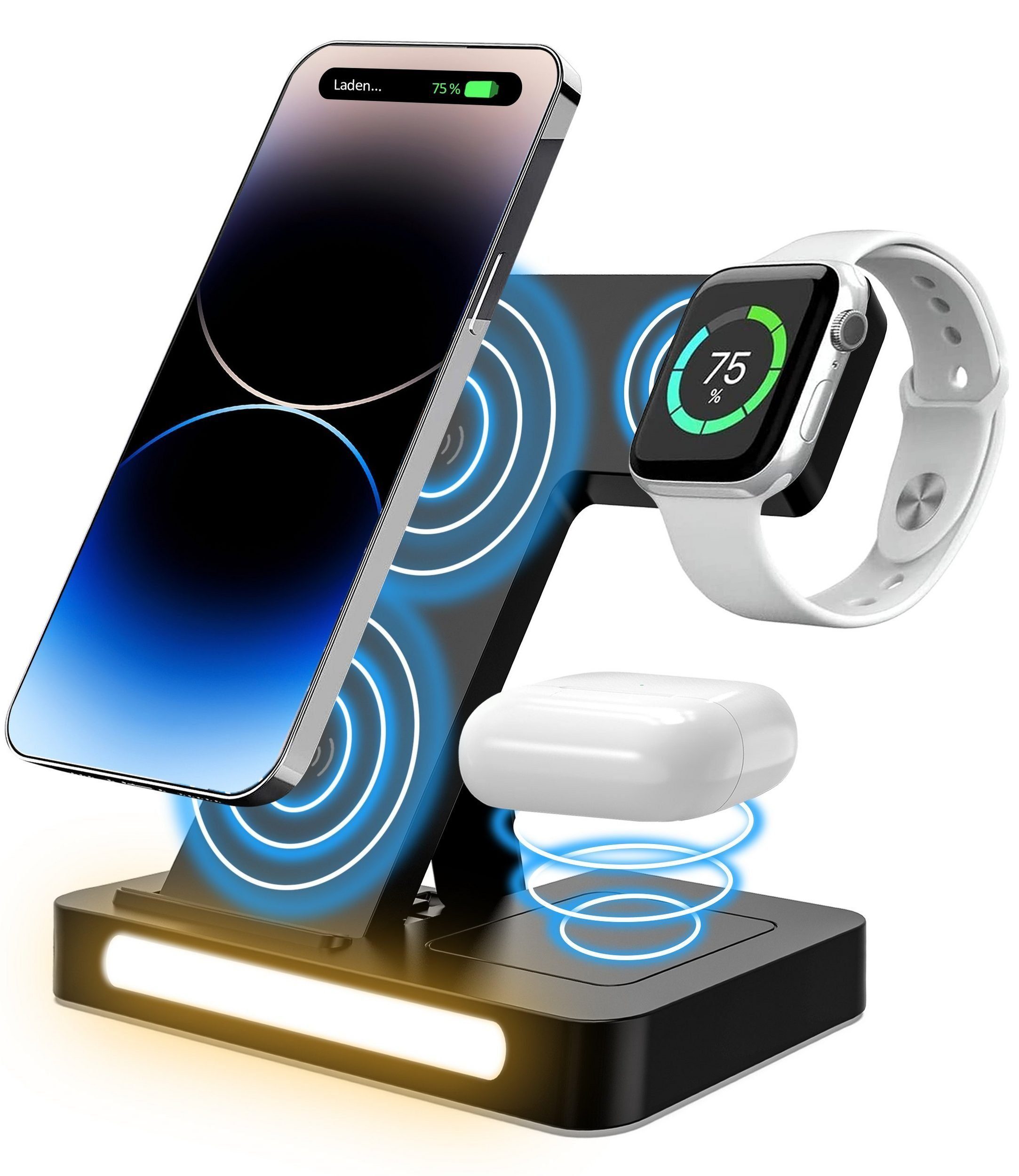 3 in 1 Wireless Charger Qi Ladegerät Induktive Ladestation Kabellos für  Apple