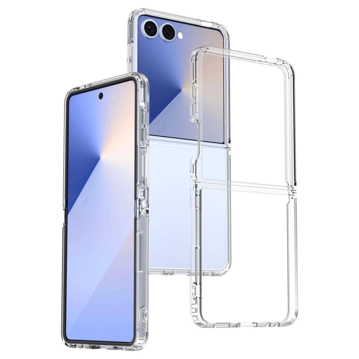Wigento Handyhülle Für Samsung Galaxy Z Flip7 5G TPU / Acryl Hybrid Hülle Transparent, Hybrid Hülle mit verstärktem Kantenschutz