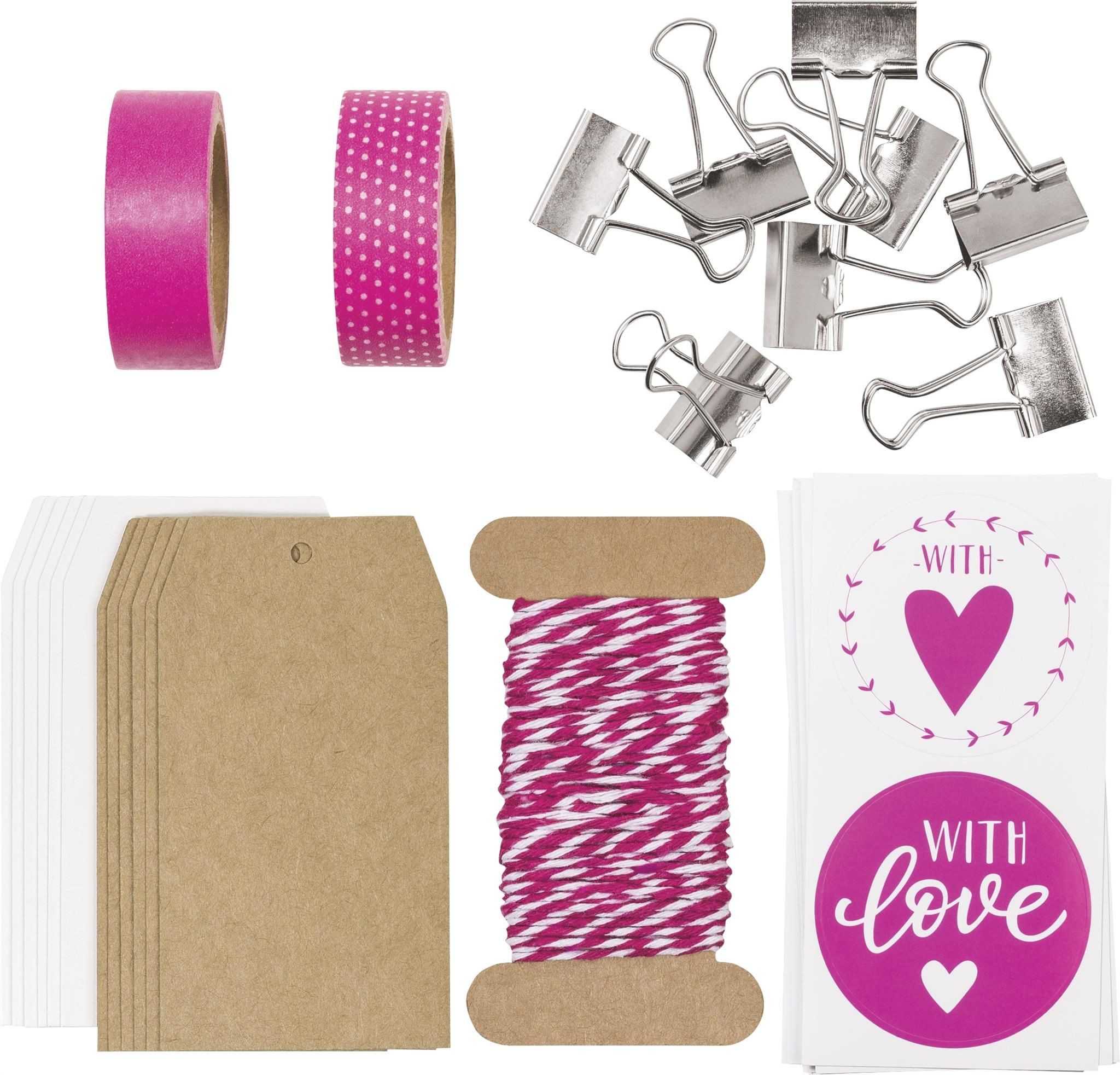 Heyda Geschenkband HEYDA 204870740 Schöner Schenken-Set 15 x15 x2 cm pink