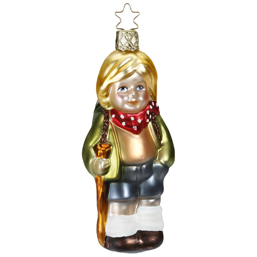 INGE-GLAS® Christbaumschmuck Wanderbursche Wanderlust (1-tlg), handbemalt mundgeblasen