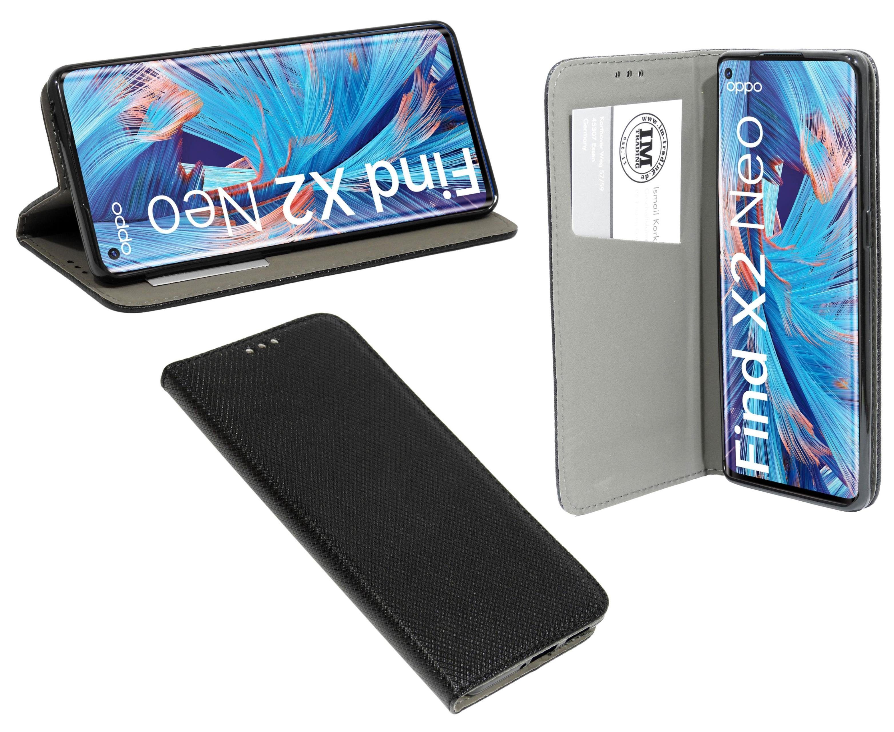 cofi1453 Handyhülle Hülle Tasche für Oppo Find X2 Neo, Kunstleder Schutzhülle Handy Wallet Case Cover mit Kartenfächern, Stan