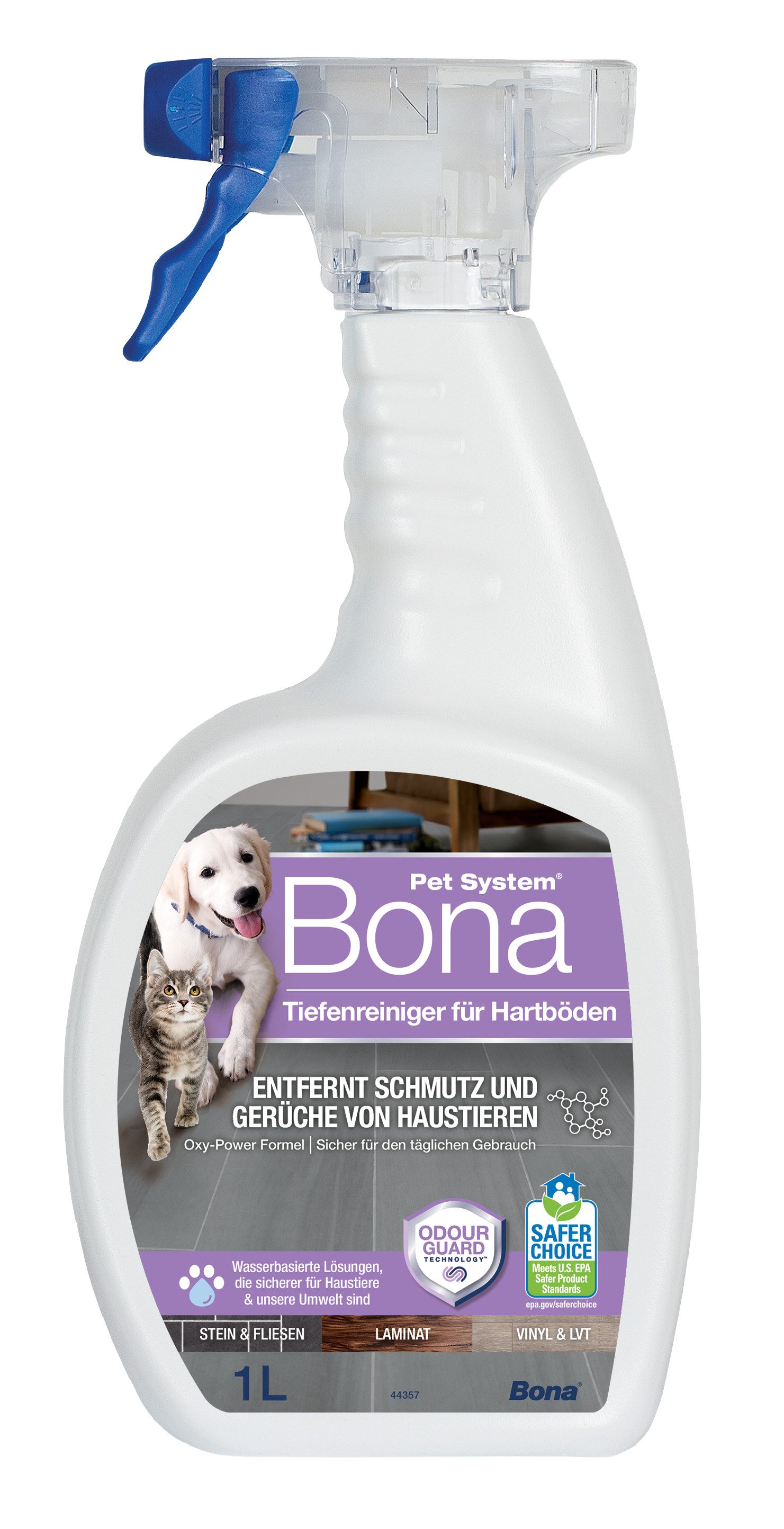 Bona Pet System Fliesen & Laminatreiniger 1 L, Fleckenentferner Haustiere Fussbodenreiniger (1-St. Odour Guard Technology™ entfernt und neutralisiert Gerüche)