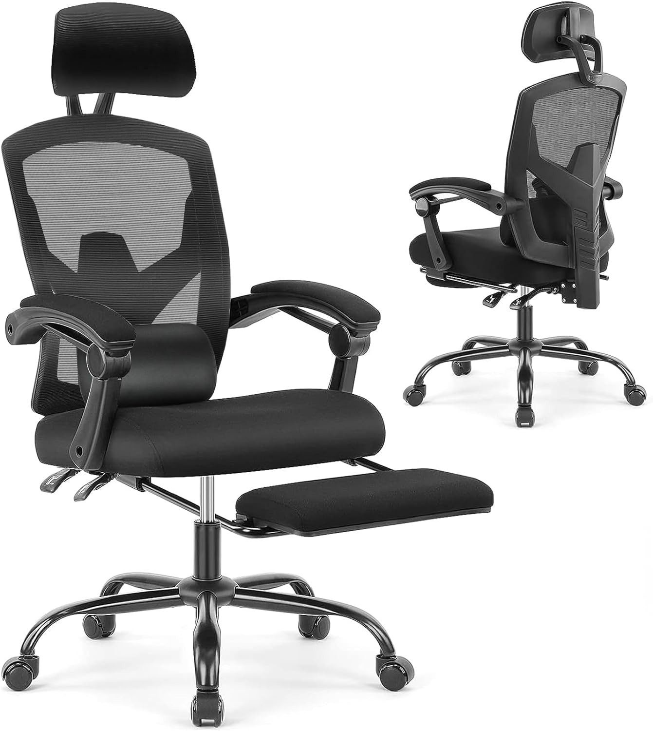 DUMOS Gaming-Stuhl Ergonomischer Bürostuhl, Atmungsaktives Netzdesign, Rückenfreundlich, verstellbares Kissen,Höhenverstellbarer Sitz mit Fußstütze