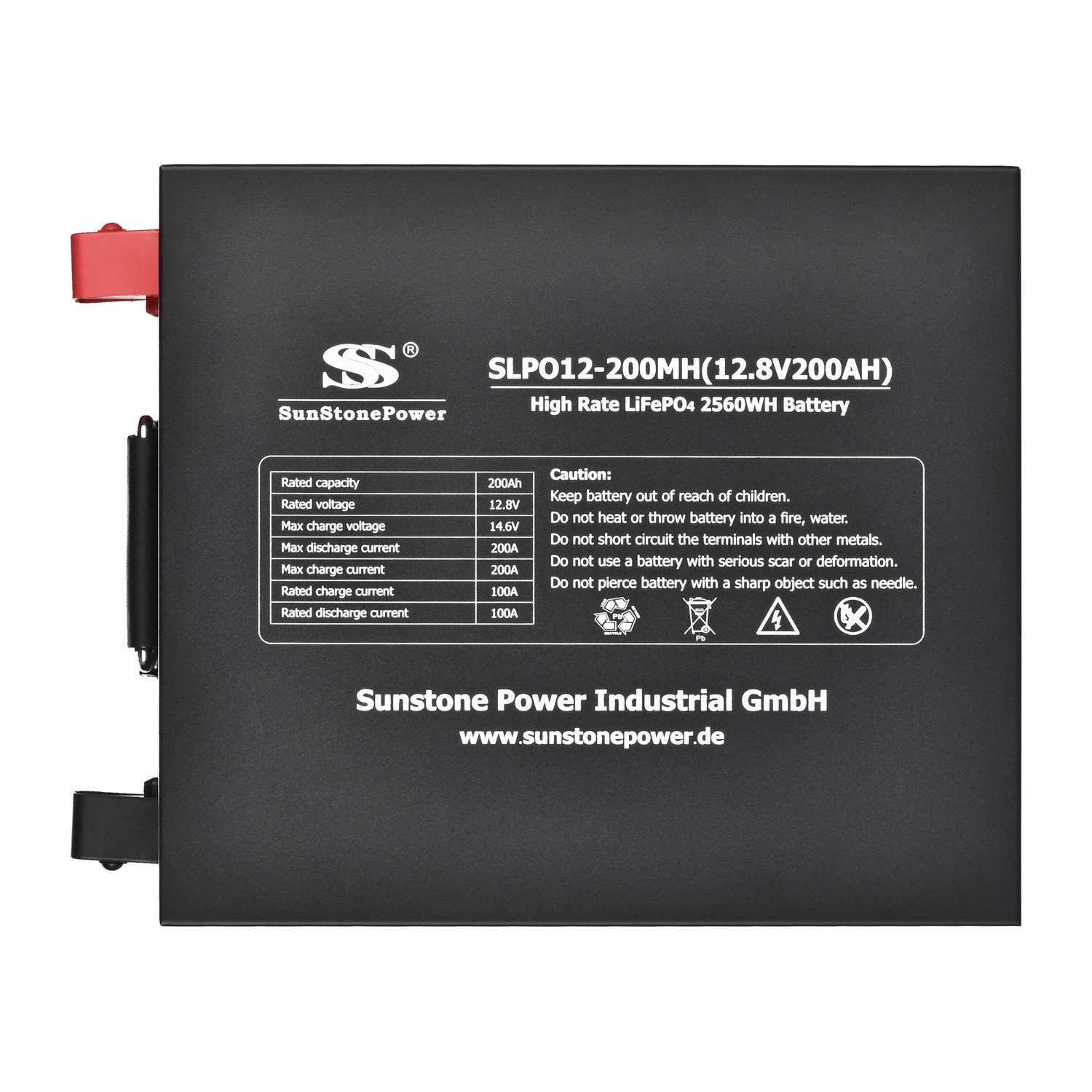 Sunstone Power 12V 200Ah LiFePO4-Batterie unter dem Sitz, 200A Entladung, 0% MwSt. Solarakkus 200000 mAh (12 V), Extrem zyklenfest, mit Bluetooth