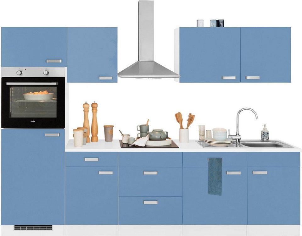 wiho Küchen Küchenzeile Husum, mit E-Geräten, Breite 280 cm, Wahlweise mit  Aufbauservice