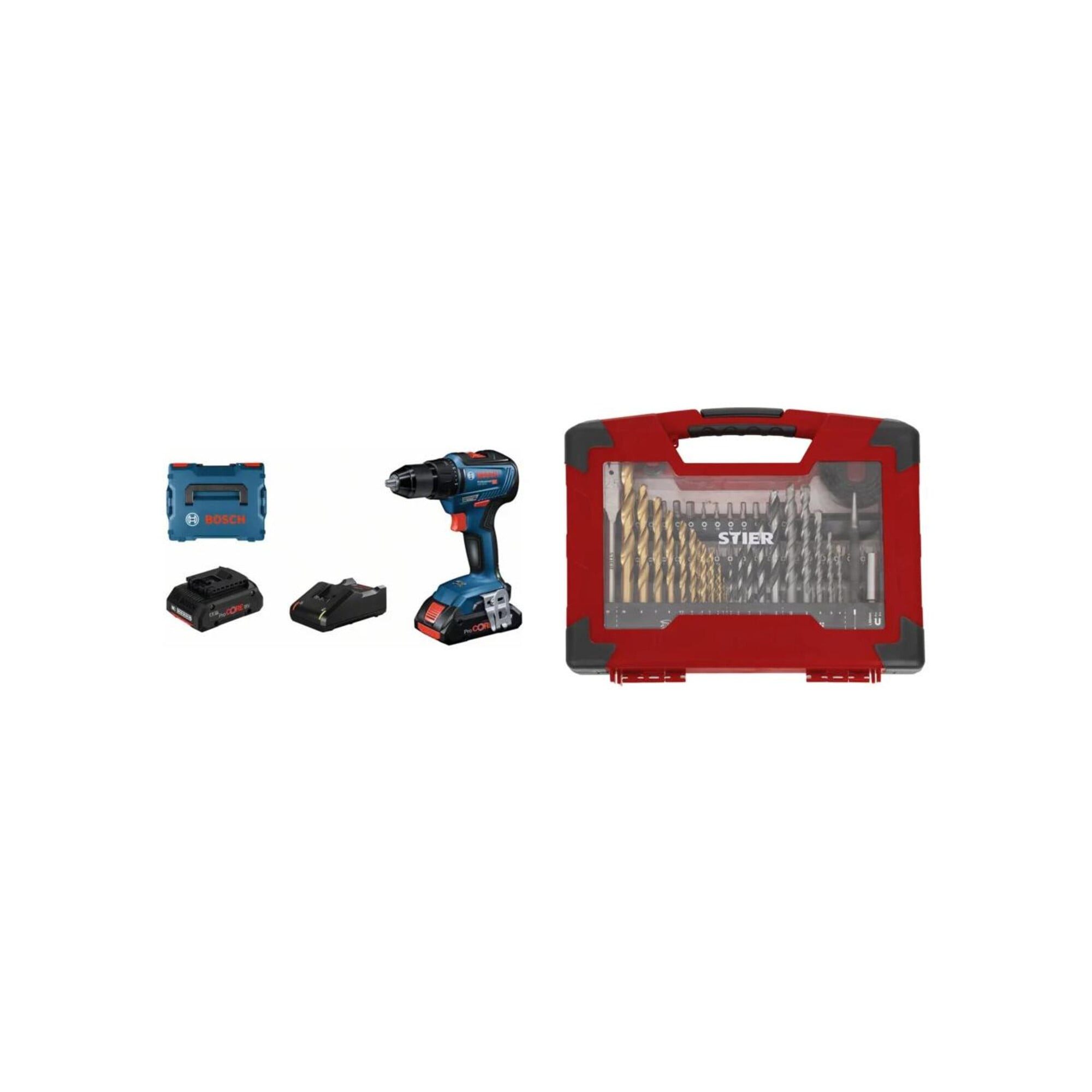 Bosch Professional Bohrschrauber Bosch Akku-Bohrschrauber GSR 18V-55, 2x 4,0Ah ProCORE18V, Ladegerät –