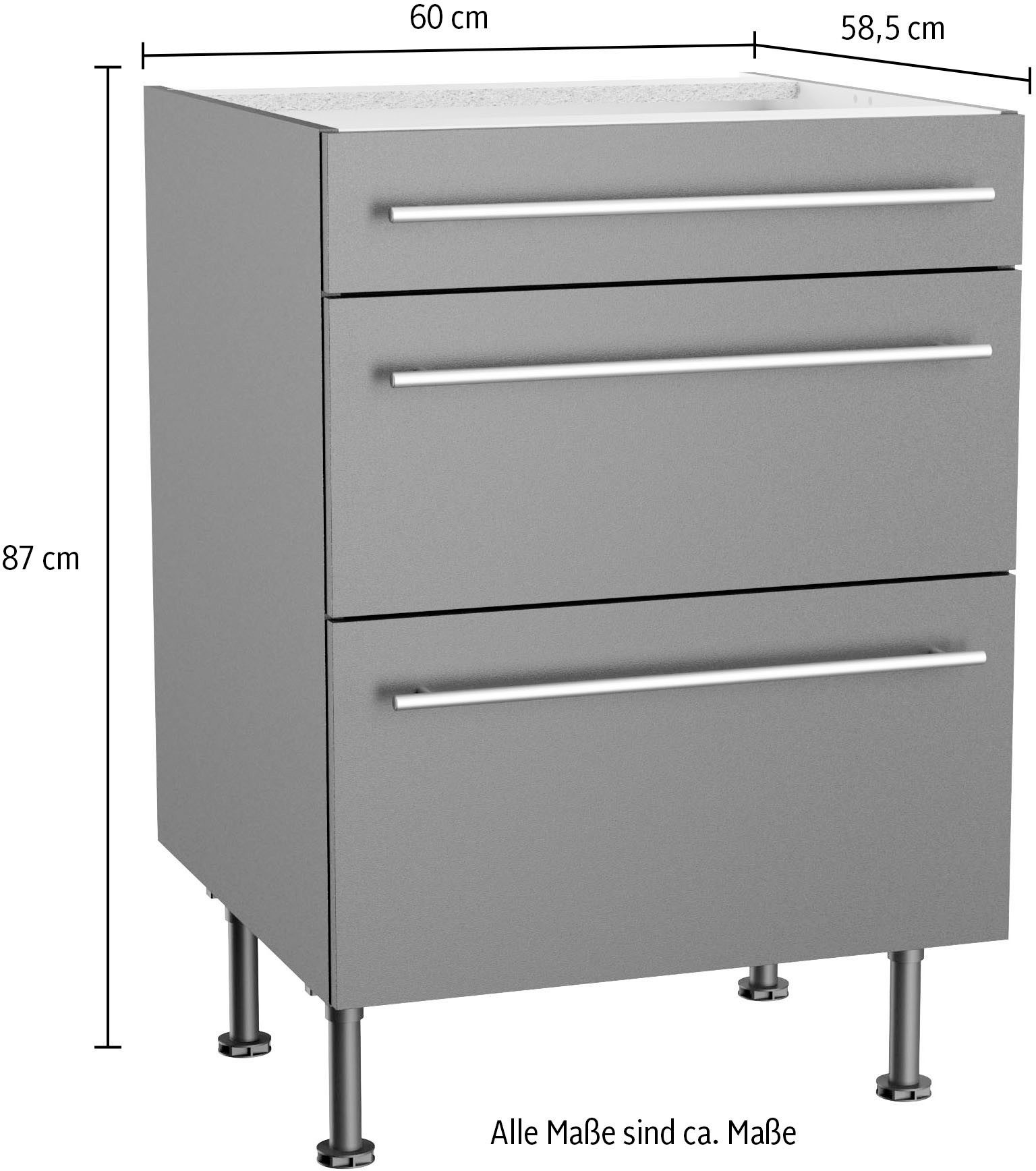KOCHSTATION Unterschrank KS-Bern2 Breite 60 cm, 1 Schubkasten, 2 Auszüge – Bild 5 von 5