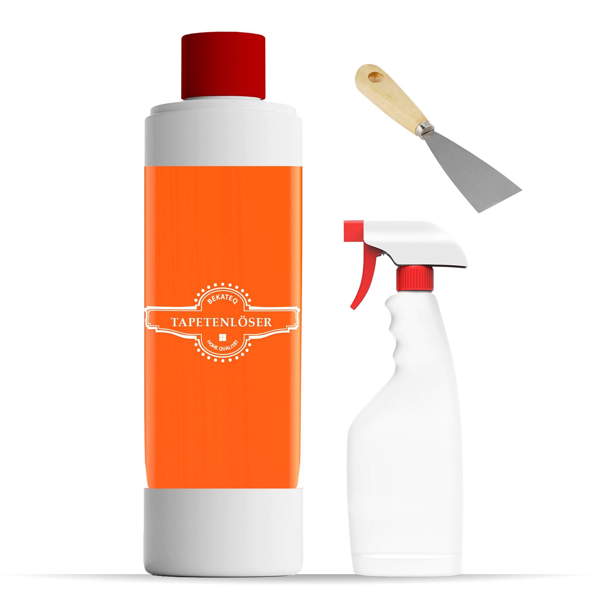 BEKATEQ Wandfarbe LS-729 Засіб для зняття шпалер, Set (Tapetenablöser + Tapetenspachtel + Sprühflasche)