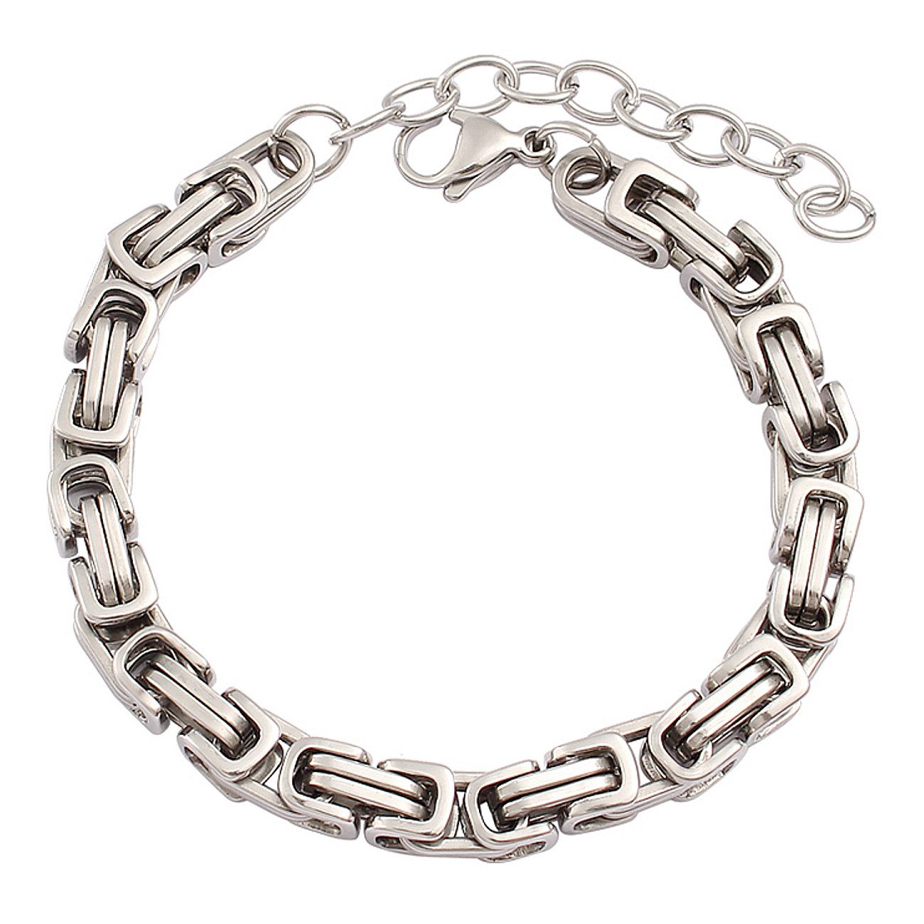KARMA Königsarmband Armband Edelstahl Herren Damen 17+4 cm einstellbar PVD beschichtet (Silber Stahlschmuck Hypoallergen wasserfest, Breiten 4/5/6/8 mm, sicherer Karabinerverschluss), Herrenarmband Damenarmband Lange Haltbarkeit