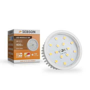SEBSON LED-Leuchtmittel LED Modul 5W ultra flach ø50x26mm Einbaustrahler warmweiß 3000K 230V