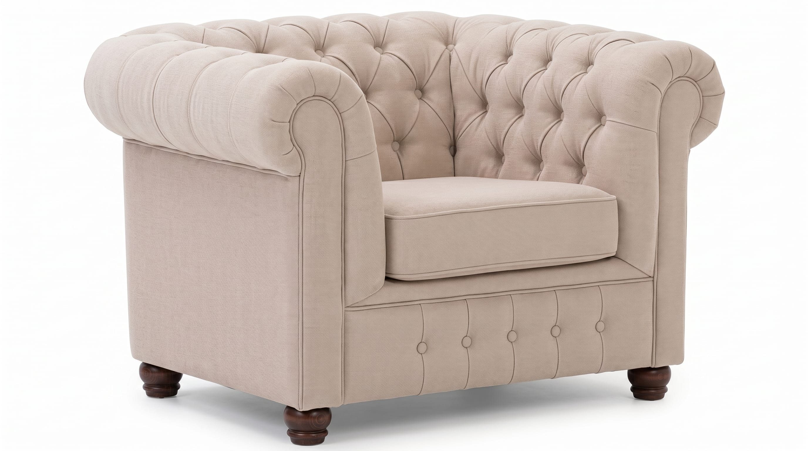 JVmoebel Chesterfield-Sessel Beiger Polstersessel Chesterfield Gesteppter Sessel Wohnzimmermöbel (1-St), Made in Europa