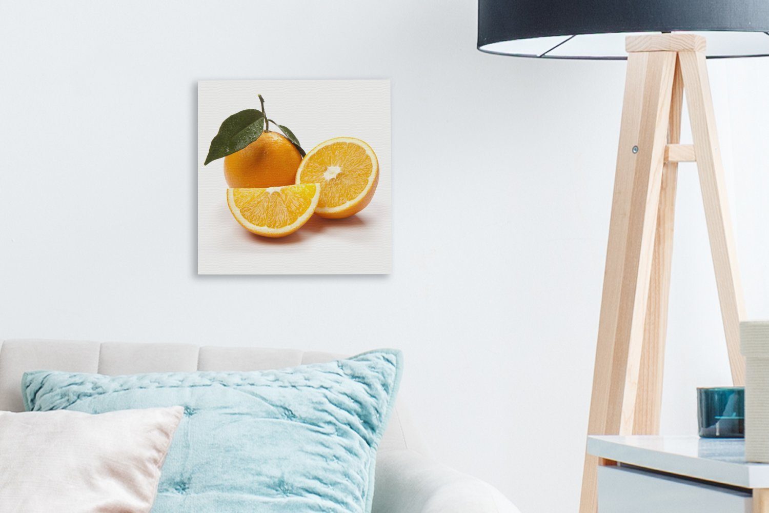 (1 Wohnzimmer Leinwand - Bilder Orange für OneMillionCanvasses® St), Blatt, Frucht Leinwandbild - Schlafzimmer