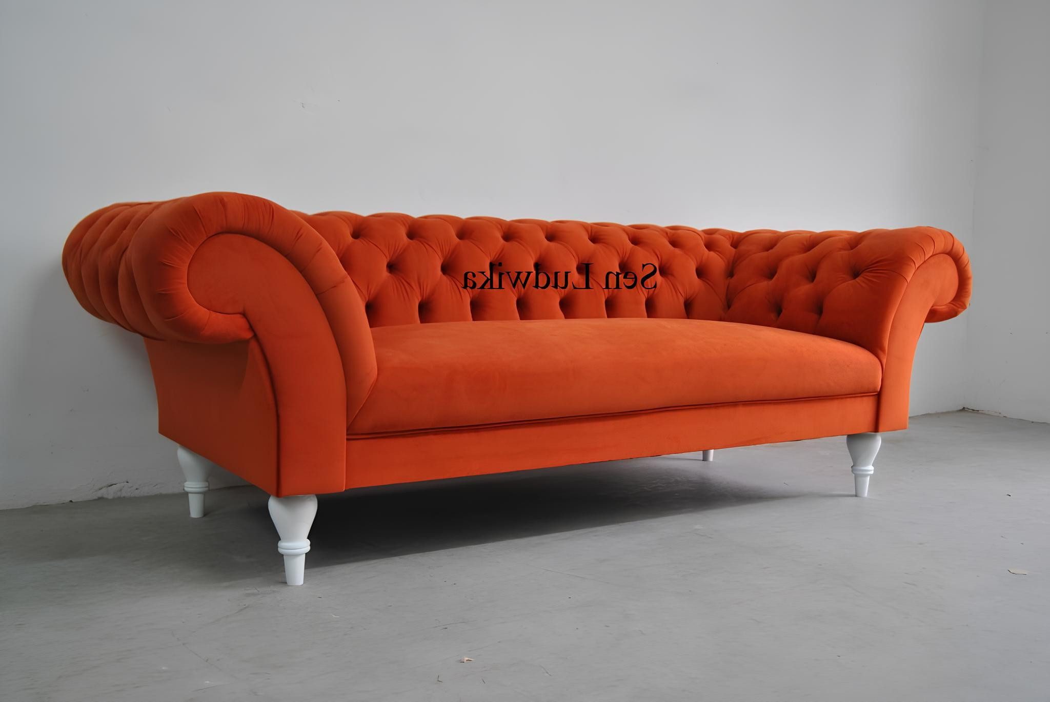 Xlmoebel Chesterfield-Sofa Moderne Couch im Chesterfield-Design aus hochwertigem Textil in Orange, Sofa, Hergestellt in Europa