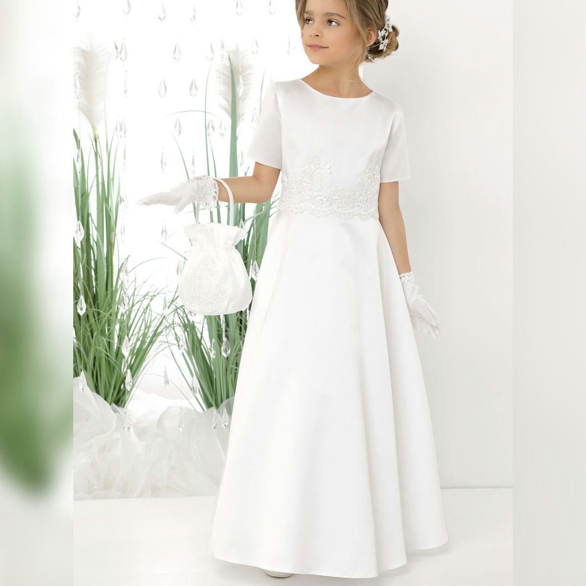 Dalary Kommunionkleid Dalary Blumenmädchenkleid Weiß DK-202 Partykleid