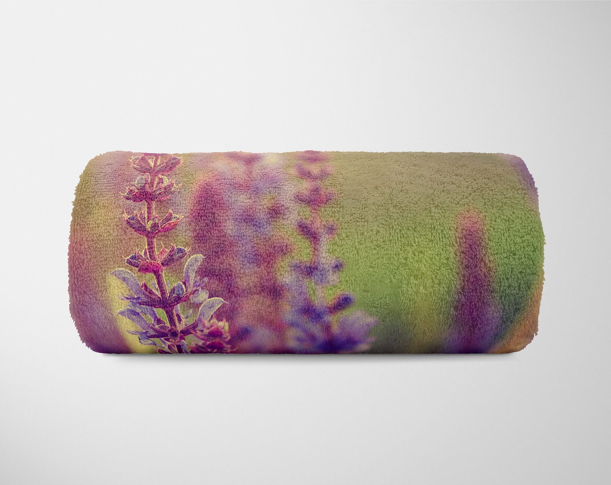 Sinus Art Handtücher Baumwolle-Polyester-Mix Handtuch mit Kuscheldecke Saunatuch Lavendel Handtuch (1-St), Sc, Fotomotiv Strandhandtuch Sommer