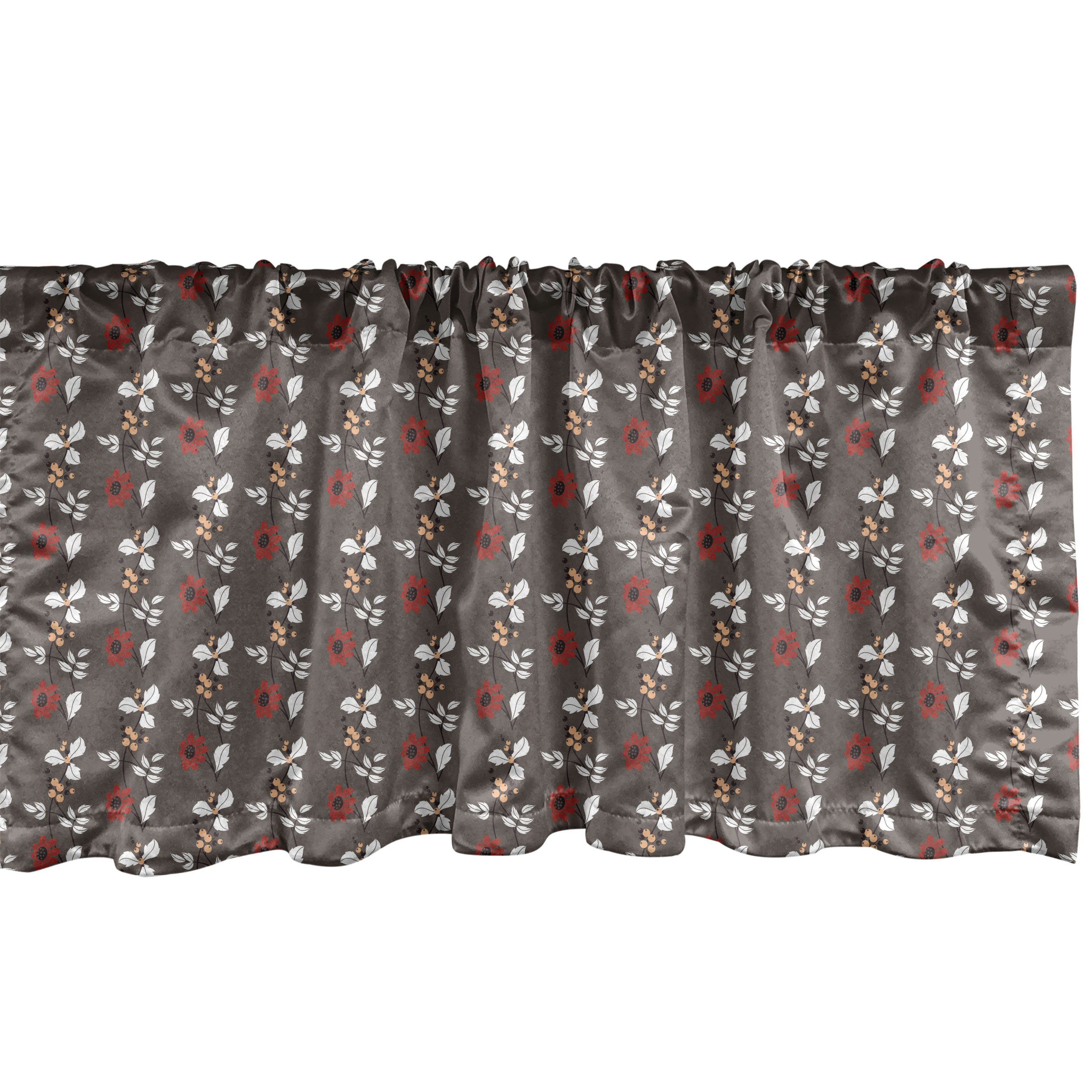 Scheibengardine Vorhang Volant für Küche Schlafzimmer Dekor mit Stangentasche, Abakuhaus, Microfaser, Blumen Blüten-Blätter Zweige