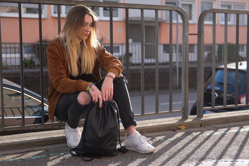 Manufaktur13 Gymbag Black Out Sports Bag X2 - Turnbeutel, Kunstleder Sportbeutel, Vegan