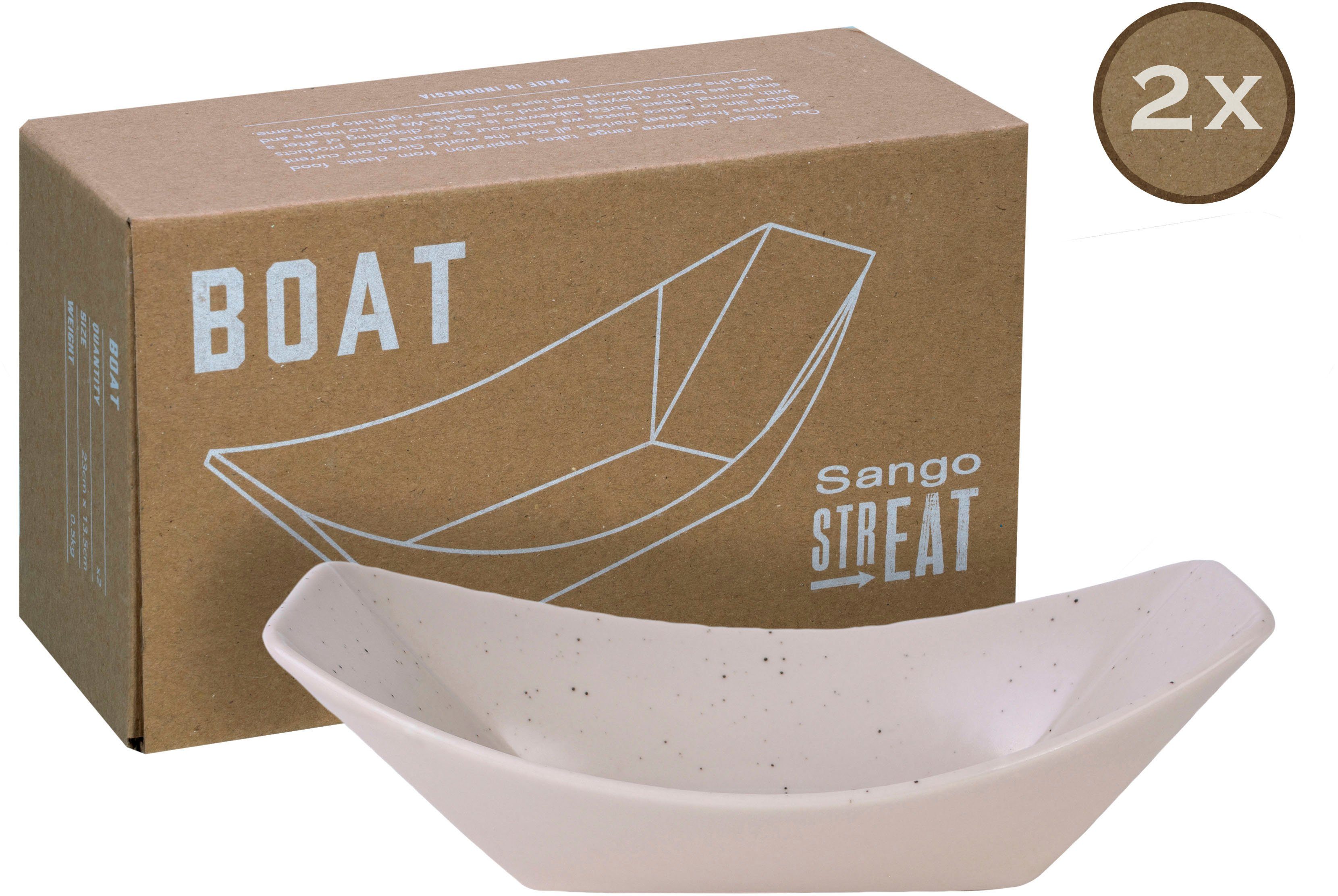 CreaTable Servierschale Boat, Steinzeug, (Set, 2-tlg), Snackschale, Topaktueller „Streat Food“ Trend