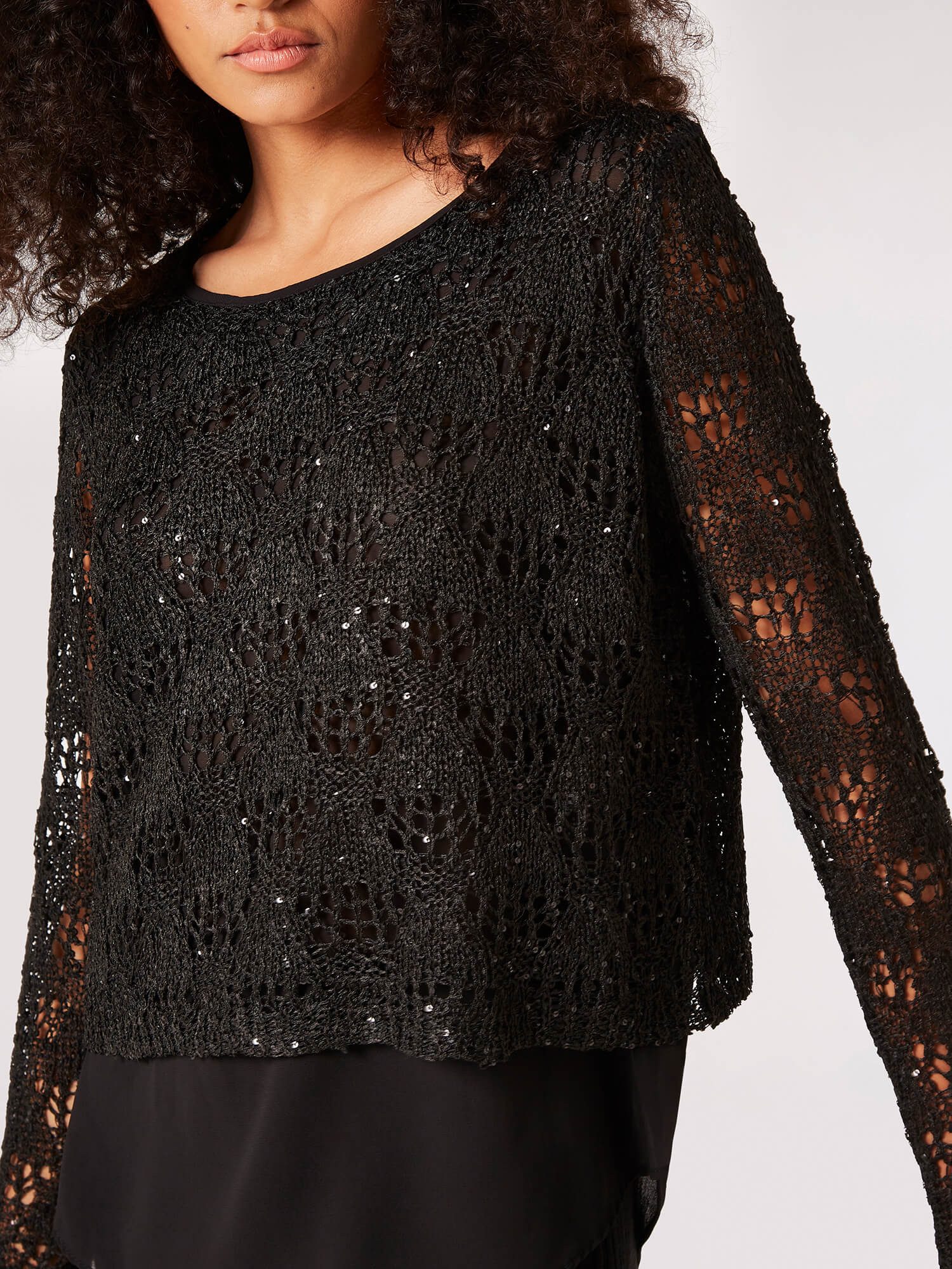 Apricot Strickpullover Lochmuster-Pullover (1-tlg) im Lagenlook günstig online kaufen