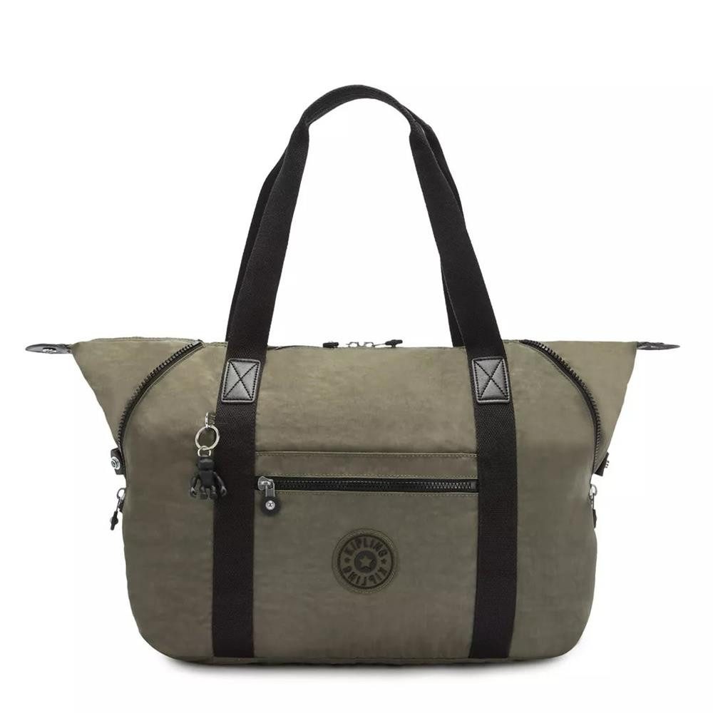 KIPLING Schultertasche ART M, Tragetasche, Green Moss (grün), Reisetasche mit Trolleyhalterung