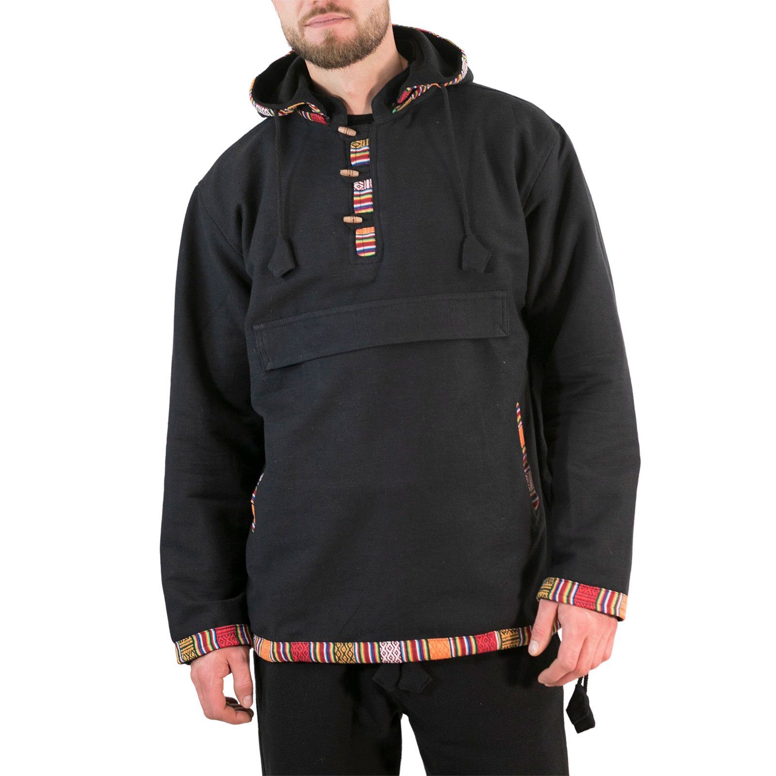 KUNST UND MAGIE Sweatponcho Baja Hoodie Kapuzenpullover mit Fleecefutter und abnehmbarer Kapuze