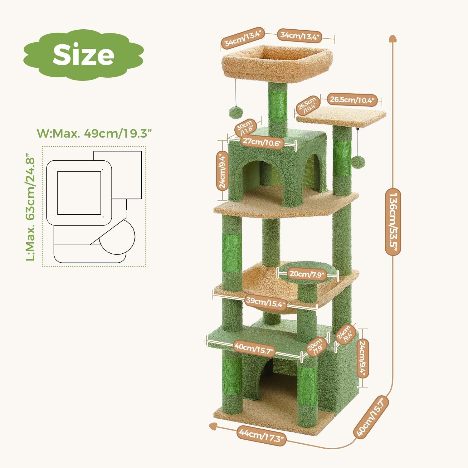 Purpurra Kratzbaum Katzenturm mit Hängematte und günstig online kaufen
