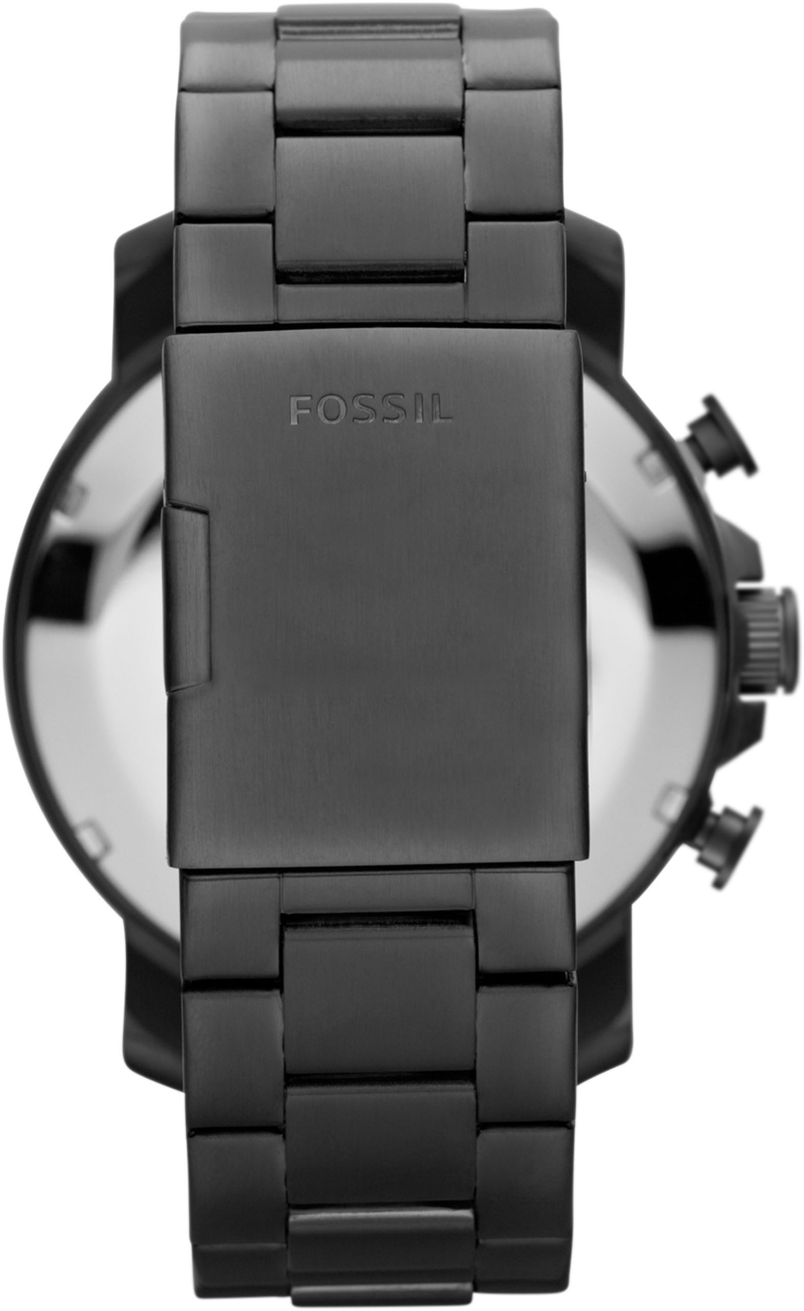 Fossil Chronograph NATE JR1437, Quarzuhr, Armbanduhr, Herrenuhr, Stoppfunktion, Edelstahlarmband,Datum