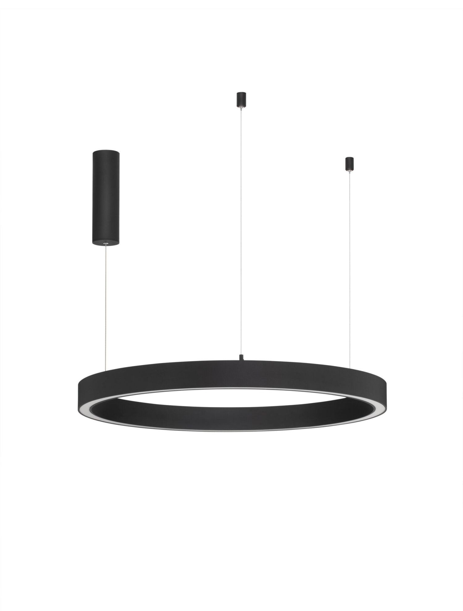 Licht-Erlebnisse Kronleuchter ROLAND, LED fest integriert, Warmweiß, LED Hängelampe Schwarz Ø 80 cm Ring dimmbar warmweiß 3000 K Aluminium