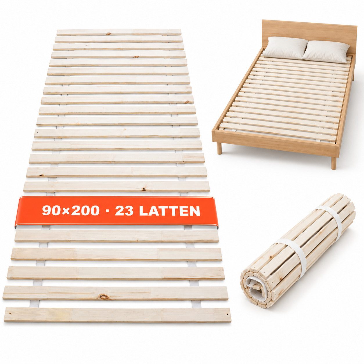 Lattenrost Rollrost 14 oder 23 Latten, 80x200, 90x200, 120x200, 140x200, Wolkenland, PREMIUM, 400kg Tragkraft, Universal, Hergestellt in Europa